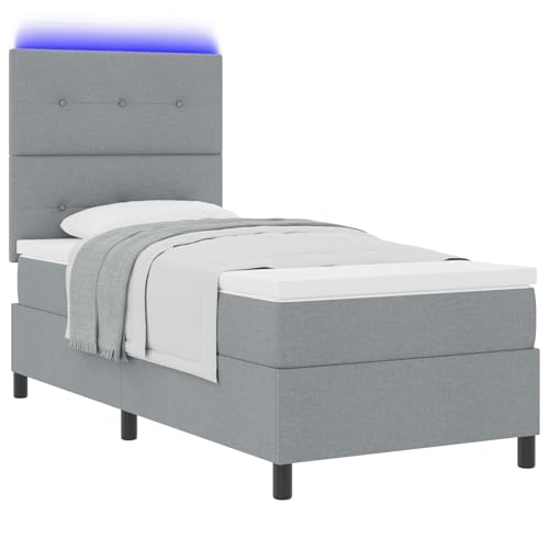 Vopese Boxspringbett Hellgrau Rechteckig - Komfortable Schlafstätte mit LED-Lichtern von Vopese