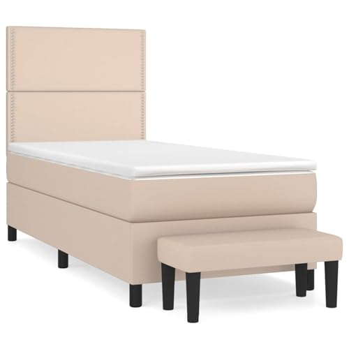 Vopese Boxspringbett mit Matratze Cappuccino-Braun 90x200cm Kunstleder Federbett Model3137586 von Vopese