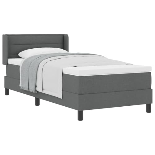 Vopese Boxspringbett mit Matratze Dunkelgrau 90x200 cm Stoff, Kopfteil Linien Design Dunkelgrau 90 cm Stoff Bed Headboard Model3341021 Vopese Boxspringbett mit Matratze Dunkelgrau 90x200 cm Stoff, Kopfteil Linien Design Dunkelgrau 90 cm Stoff Bed Headboard Model3341021 von Vopese