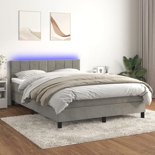 Vopese Boxspringbett mit Matratze & LED Hellgrau 140x200 cm Samt Federbett Model3134405 Vopese Boxspringbett mit Matratze & LED Hellgrau 140x200 cm Samt Federbett Model3134405 von Vopese
