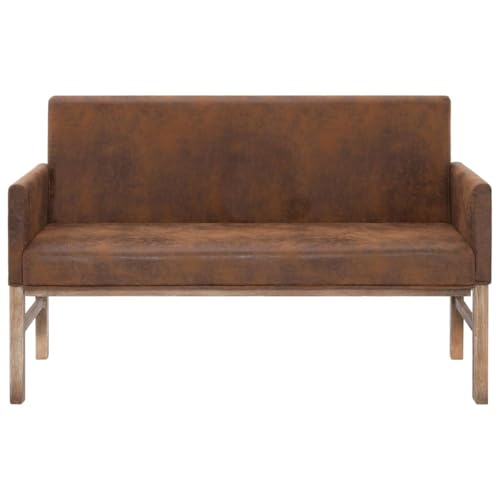 Vopese Braune 2-Sitzer-Bank mit Wildleder-Optik, 140 cm, für Wohnzimmer oder Gästezimmer Model281338 von Vopese