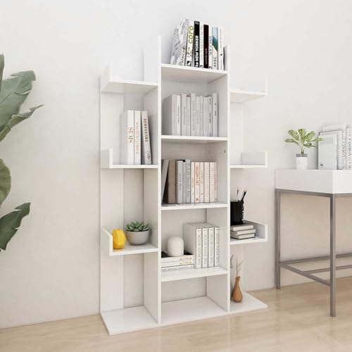 Vopese Bücherregal Wei? 86x25,5x140 cm Holzwerkstoff Standregal Model808900 von Vopese
