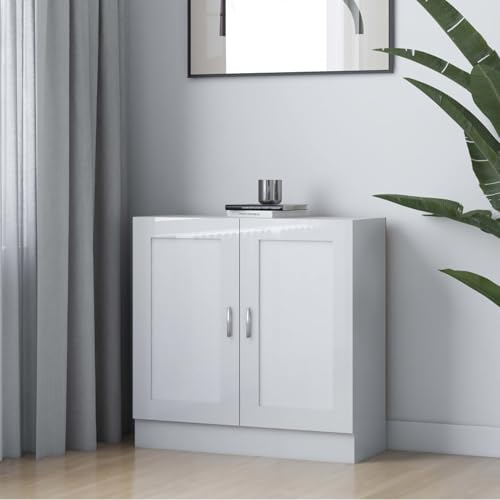 Vopese Bücherschrank Hochglanz-Wei? 82,5x30,5x80 cm Holzwerkstoff Standregal Model802711 von Vopese