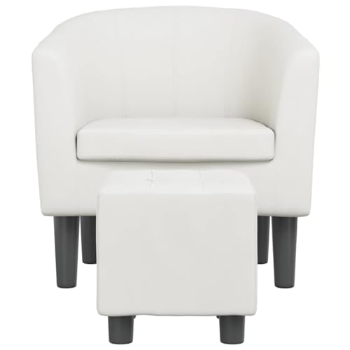 Vopese Clubsessel mit Fußhocker Weiß Kunstleder Relaxsessel Model356494 von Vopese
