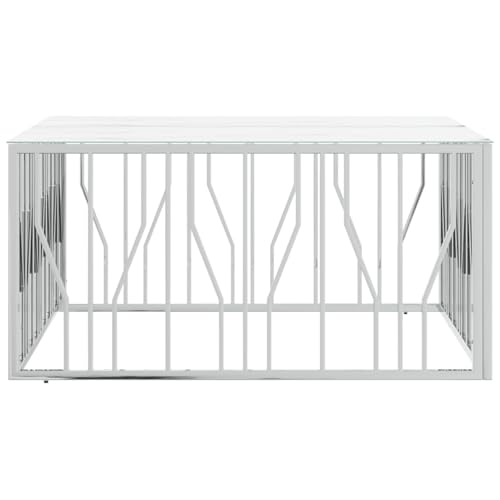 Vopese Couchtisch Silbern 100x100x50 cm Edelstahl und Glas Sofatisch Model350067 von Vopese