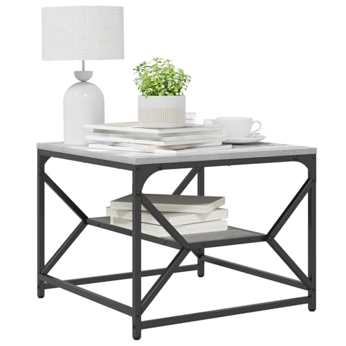 Vopese Couchtisch mit Regal - Grau Sonoma - 51x50x40 cm - Hergestellt aus Holzwerkstoff Beistelltisch Couch Model868228 von Vopese