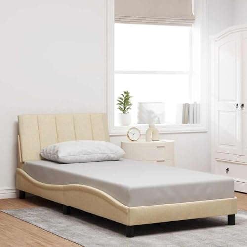 Vopese Creme Bettgestell Hanko mit Kopfteil-Kissen, 100x200cm, für erholsamen Schlaf - Polyestergewebe & Metall Model3310375 Vopese Creme Bettgestell Hanko mit Kopfteil-Kissen, 100x200cm, für erholsamen Schlaf - Polyestergewebe & Metall Model3310375 von Vopese