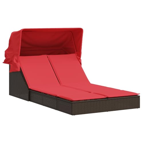 Vopese Doppelte Sonnenliege mit Baldachin und Kissen, braun, Polyrattan Loungesessel Model368643 Vopese Doppelte Sonnenliege mit Baldachin und Kissen, braun, Polyrattan Loungesessel Model368643 von Vopese