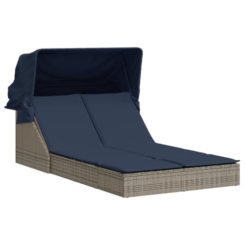 Vopese Doppelte Sonnenliege mit Baldachin und Kissen, grau, Polyrattan Loungesessel Model368644 Vopese Doppelte Sonnenliege mit Baldachin und Kissen, grau, Polyrattan Loungesessel Model368644 von Vopese
