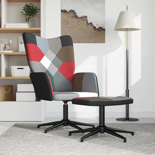 Vopese Drehsessel mit Hocker Patchwork Design - Stoff & Stahl - 360 Grad Drehbar - Max. 110 kg pro Sitzplatz Model328200 Vopese Drehsessel mit Hocker Patchwork Design - Stoff & Stahl - 360 Grad Drehbar - Max. 110 kg pro Sitzplatz Model328200 von Vopese