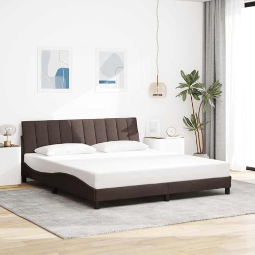Vopese Dunkelbraunes Bettgestell Hanko mit Kopfteil-Kissen, 218 x 185 x 74,5 cm, für erholsamen Schlaf und Moderne Einrichtung - Polyester und Holzwerkstoff Model3310408 von Vopese