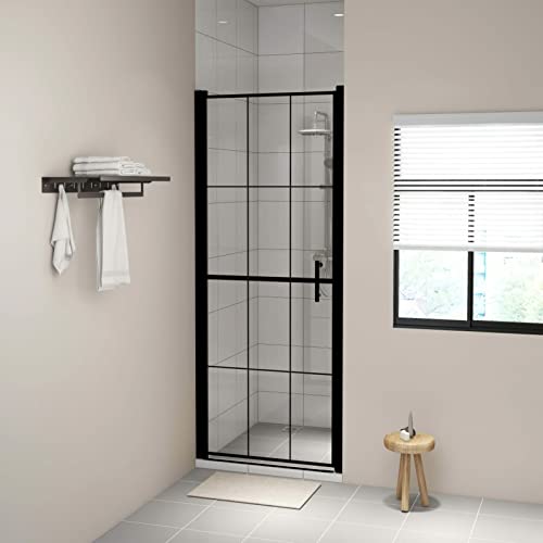 Vopese Duschtür Spritzfest Nischentür Pendeltür Duschkabine Schwingtür Duschabtrennung Dusche Badezimmer mit Handgriffe Hartglas Schwarz 81x195 cm Badmöbel von Vopese