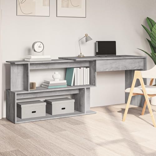 Vopese Eckschreibtisch Grau Sonoma 200x50x76 cm Holzwerkstoff Gaming Tisch Model815424 von Vopese