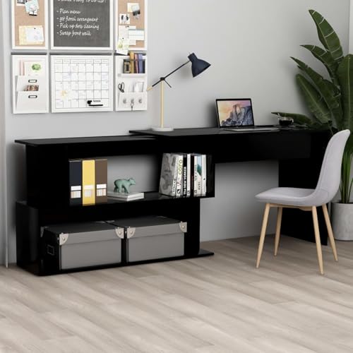 Vopese Eckschreibtisch Schwarz 200x50x76 cm Holzwerkstoff Gaming Tisch Model801099 von Vopese