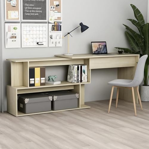 Vopese Eckschreibtisch Sonoma-Eiche 200x50x76 cm Holzwerkstoff Gaming Tisch Model801101 von Vopese