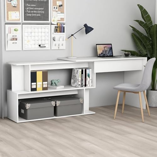 Vopese Eckschreibtisch Weiß 200x50x76 cm Holzwerkstoff Gaming Tisch Model801098 von Vopese