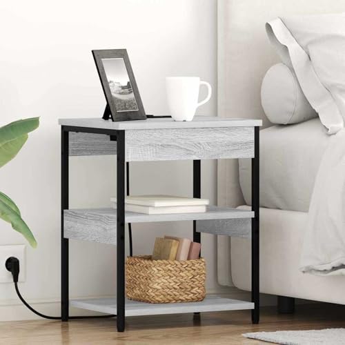 Vopese Eleganter Nachttisch mit Steckdose | Holzwerkstoff | Modernes Design für Schlafzimmer & Wohnzimmer Model859542 von Vopese