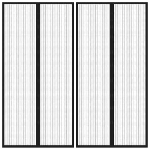 Vopese Fliegengitter-Türvorh?nge 2 Stk. Magnet Schwarz 220x100 cm Türvorhang Model314687 von Vopese