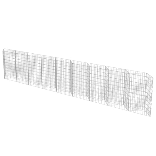 Vopese Gabionenwand Verzinkter Stahl 630x30x100cm Silber für Garten und Landschaftsgestaltung Model143573 von Vopese