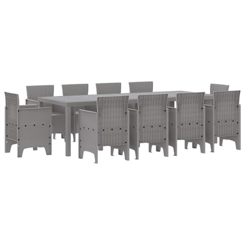 Vopese Garten Essgruppe 11 pcs Hellgrau Polt Rattan Garten-Esstisch und Stühle Model3378607 von Vopese