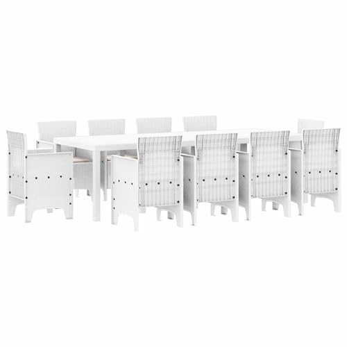 Vopese Garten Essgruppe 11 pcs Weiß Polt Rattan Garten-Esstisch und Stühle Model3378603 von Vopese