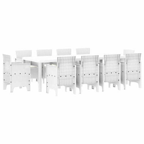 Vopese Garten Essgruppe 11 pcs Weiß Polt Rattan Garten-Esstisch und Stühle Model3378606 von Vopese