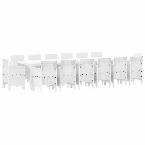 Vopese Garten Essgruppe 15 pcs Weiß Polt Rattan Garten-Esstisch und Stühle Model3378642 von Vopese