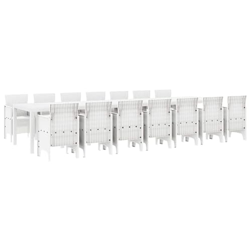 Vopese Garten Essgruppe 15 pcs Weiß Polt Rattan Garten-Esstisch und Stühle Model3378802 von Vopese