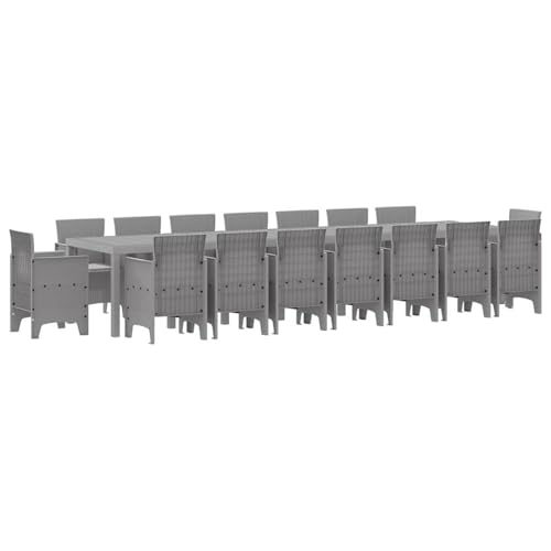 Vopese Garten Essgruppe 17 pcs Hellgrau Polt Rattan Garten-Esstisch und Stühle Model3378669 von Vopese