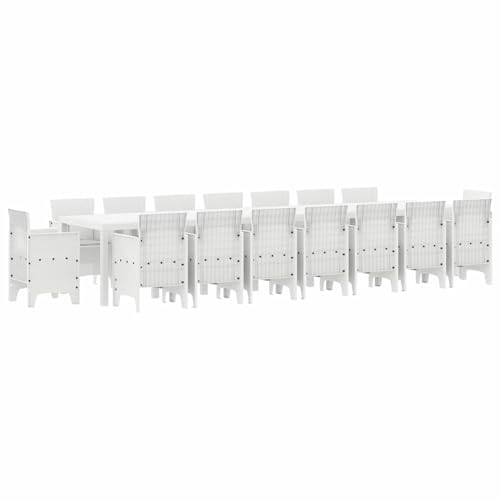 Vopese Garten Essgruppe 17 pcs Weiß Polt Rattan Garten-Esstisch und Stühle Model3378664 von Vopese