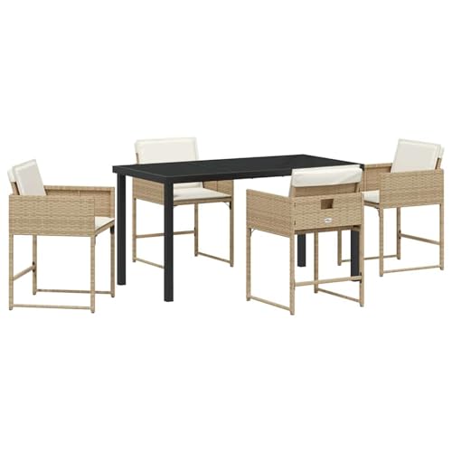 Vopese Garten Essgruppe 5 pcs Beige Poly-Rattan Garten-Esstisch und Stühle Model3380730 von Vopese