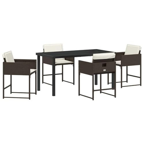 Vopese Garten Essgruppe 5 pcs Braun Poly-Rattan Garten-Esstisch und Stühle Model3380726 von Vopese