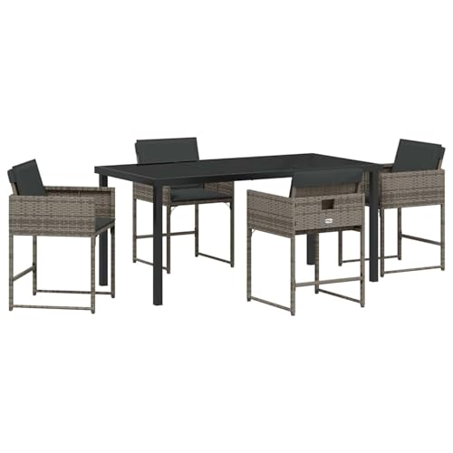 Vopese Garten Essgruppe 5 pcs Grau Poly-Rattan Garten-Esstisch und Stühle Model3380723 von Vopese