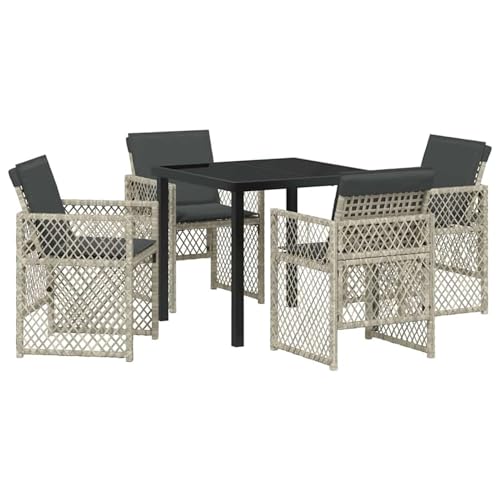 Vopese Garten Essgruppe 5 pcs Hellgrau Poly-Rattan Garten-Esstisch und Stühle Model3380637 von Vopese