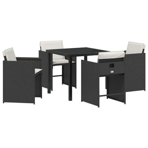 Vopese Garten Essgruppe 5 pcs Schwarz Poly-Rattan Garten-Esstisch und Stühle Model3380685 von Vopese