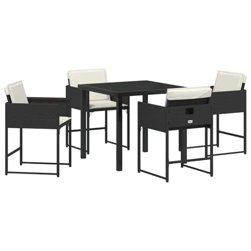 Vopese Garten Essgruppe 5 pcs Schwarz Poly-Rattan Garten-Esstisch und Stühle Model3380713 von Vopese