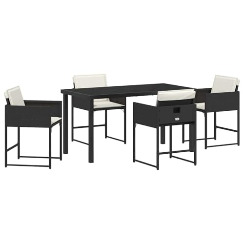 Vopese Garten Essgruppe 5 pcs Schwarz Poly-Rattan Garten-Esstisch und Stühle Model3380714 von Vopese