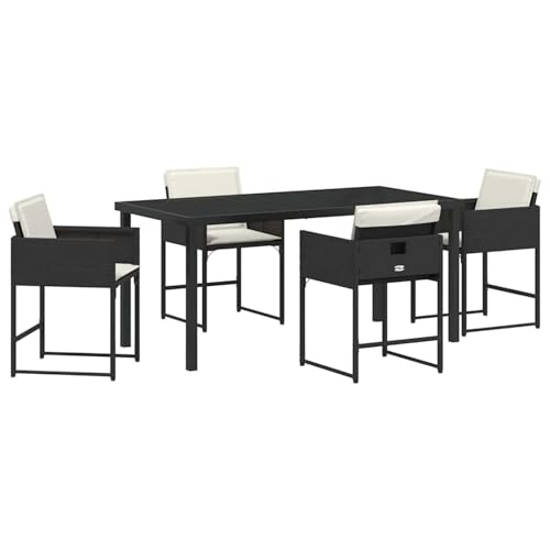 Vopese Garten Essgruppe 5 pcs Schwarz Poly-Rattan Garten-Esstisch und Stühle Model3380715 von Vopese