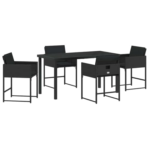 Vopese Garten Essgruppe 5 pcs Schwarz Poly-Rattan Garten-Esstisch und Stühle Model3380718 von Vopese