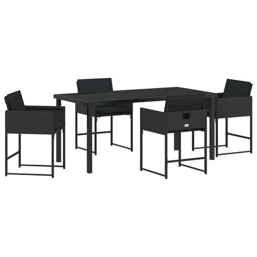 Vopese Garten Essgruppe 5 pcs Schwarz Poly-Rattan Garten-Esstisch und Stühle Model3380719 von Vopese