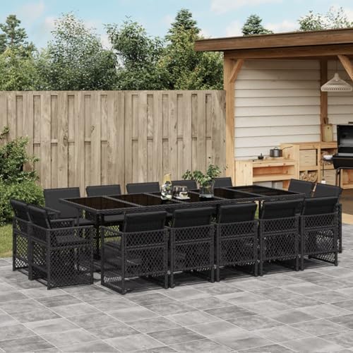 Vopese Garten-Essgruppe PE-Rattan Schwarz 4-5 Sitze Terrasse Hinterhof UV-beständig Model3210871 von Vopese