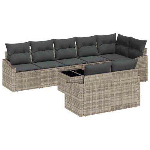 Vopese Garten Essgruppe mit Kissen mit Speicher 9 pcs Hellgrau Garten-Esstisch und Stühle Model3355451 von Vopese
