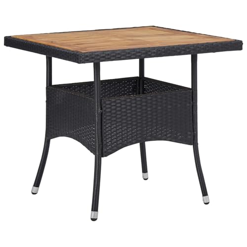 Vopese Garten-Esstisch Schwarz Poly Rattan und Massivholz Akazie Esstisch im Freien Model46171 von Vopese