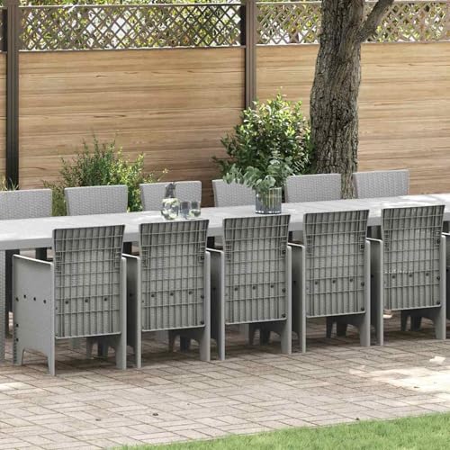 Vopese Garten-Esszimmer-Set Modern Poly-Rattan Sitzgruppe mit Kissen für Terrasse und Garten - Elegante Rechteckform Model3378668 von Vopese
