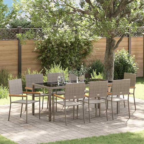 Vopese Garten-Esszimmer-Set Modern Poly-Rattan Stahlgestell gehärtetes Glas Terrasse Pool Model3365400 von Vopese