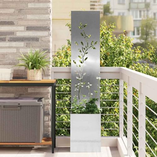 Vopese Garten Sichtschutz-Leinwand Floral Silber 32 x 140 cm Edelstahl Sichtschutz Model876410 von Vopese