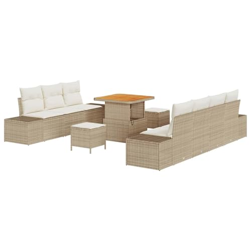 Vopese Garten-Sofa-Set Beige Poly Rattan Outdoor Terrasse Sitzplatz 4 Personen Model3364696 von Vopese