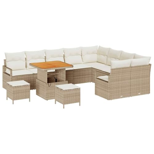 Vopese Garten-Sofa-Set mit Tisch und Hockern - Beige - 6 Sitze - Poly-Rattan - für Balkon und Terrasse Model3364511 von Vopese