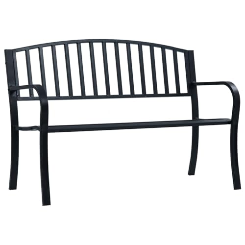 Vopese Gartenbank 125 cm Schwarz Stahl Gartenstühle Model47941 von Vopese