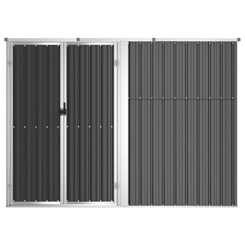 Vopese Gartengeräteschuppen Anthrazit | Verzinkter Stahl, 225x89x159/161cm | Stauraum für Gartenwerkzeuge & Pool-Zubehör Model316215 von Vopese